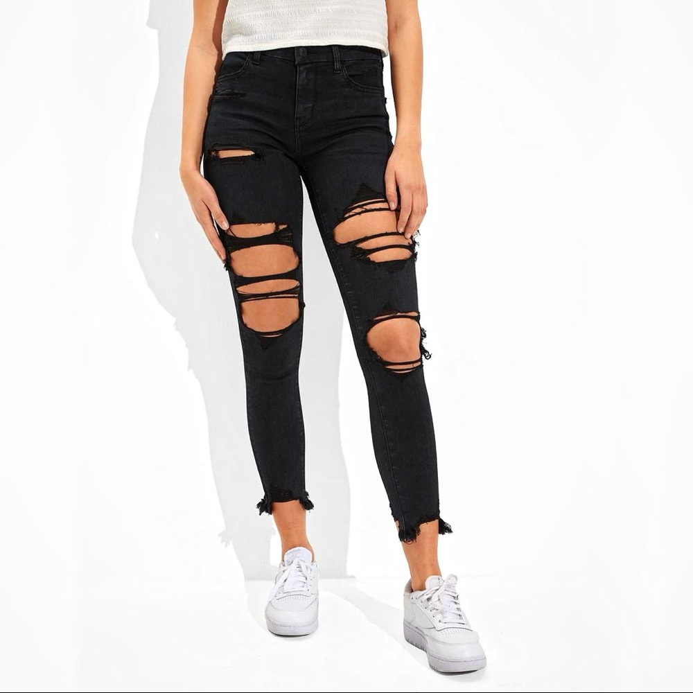 NWT AE Ripped High Waist Jeggings